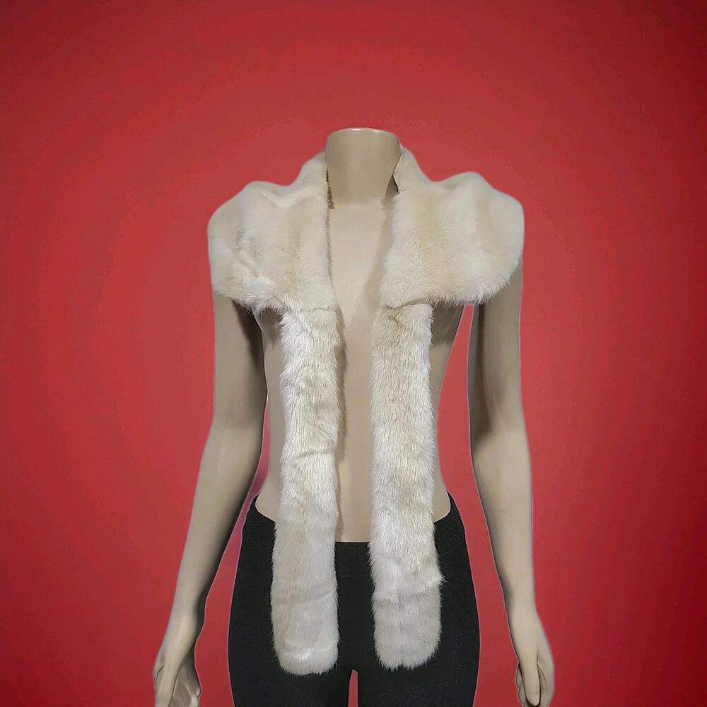 Eliza J Faux Fur Shawl Wrap Jacket Size Small In Ivory Beige # 2